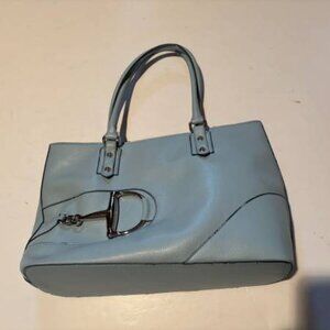 Light Blue Leather Shoulder Bag Purse Handbag
